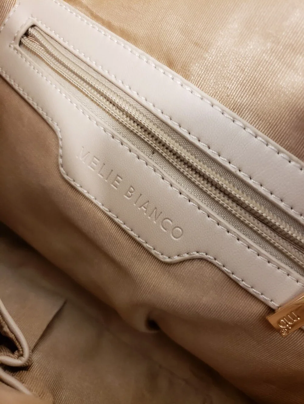 NWOT Anthropologie Melie Bianco Large Crescent Shaped Slouch Shoulder Bag, Beige